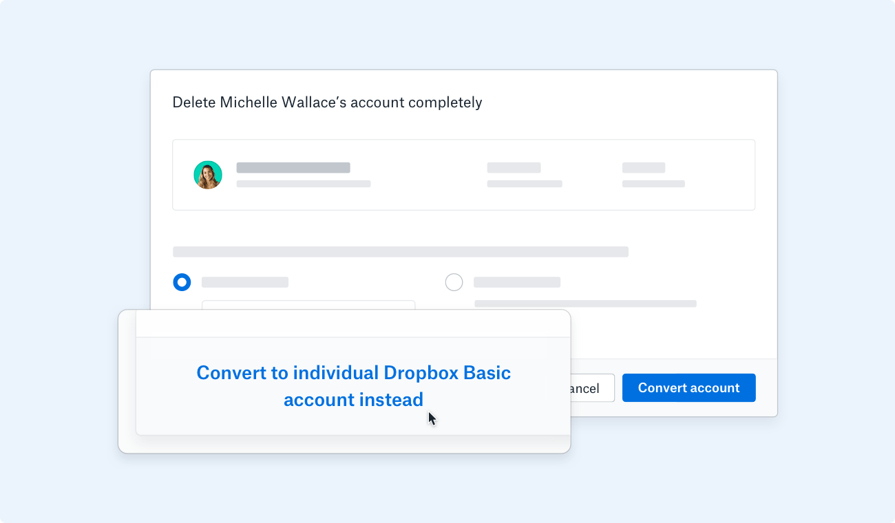 Convert to Individual Dropbox Basic Account Instead