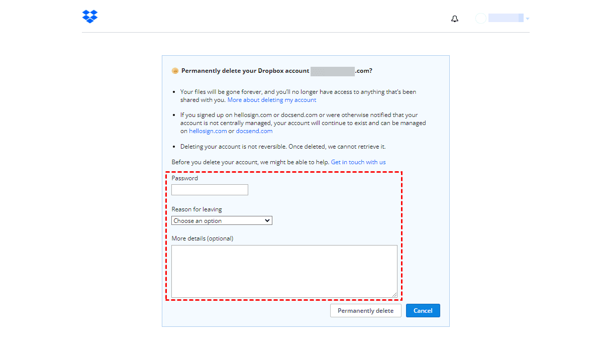 Delete Dropbox Account Permanently