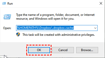 Run Dropbox Cache Dialog
