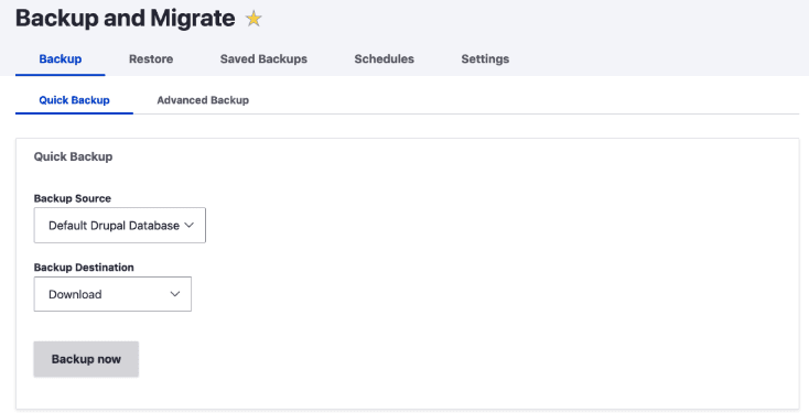 Drupal Backup And Migrate