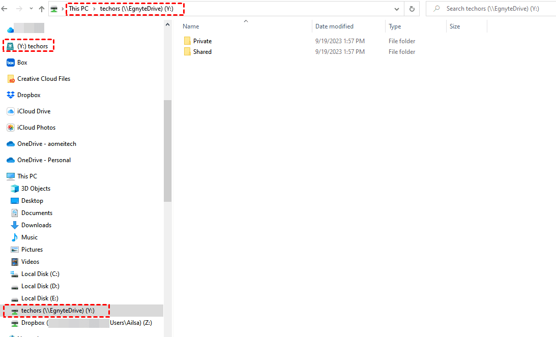 Egnyte Folder on Windows File Explorer