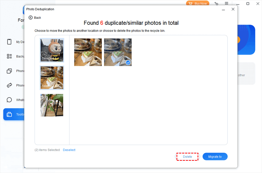 Delete Duplicate iCloud Photos via FoneTool