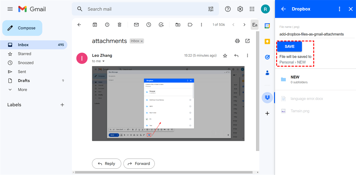 Choose Where to Save Gmail Attachments