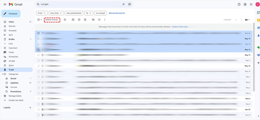 Delete the Gmail Email Forever