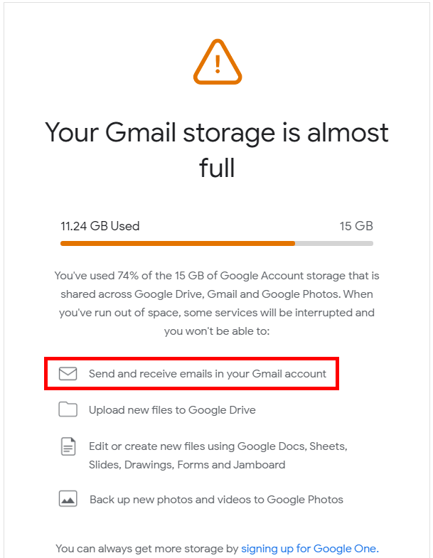 Gmail Storage is Full