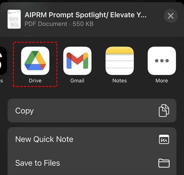 Save Gmail to Google Drive on iPhone