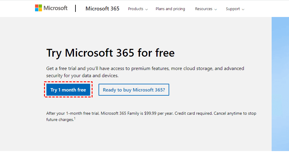 Try Microsoft 365 Trail