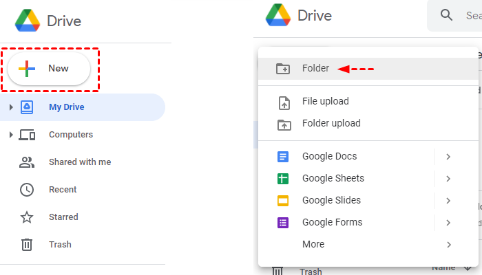 Create a New Folder in Google Drive