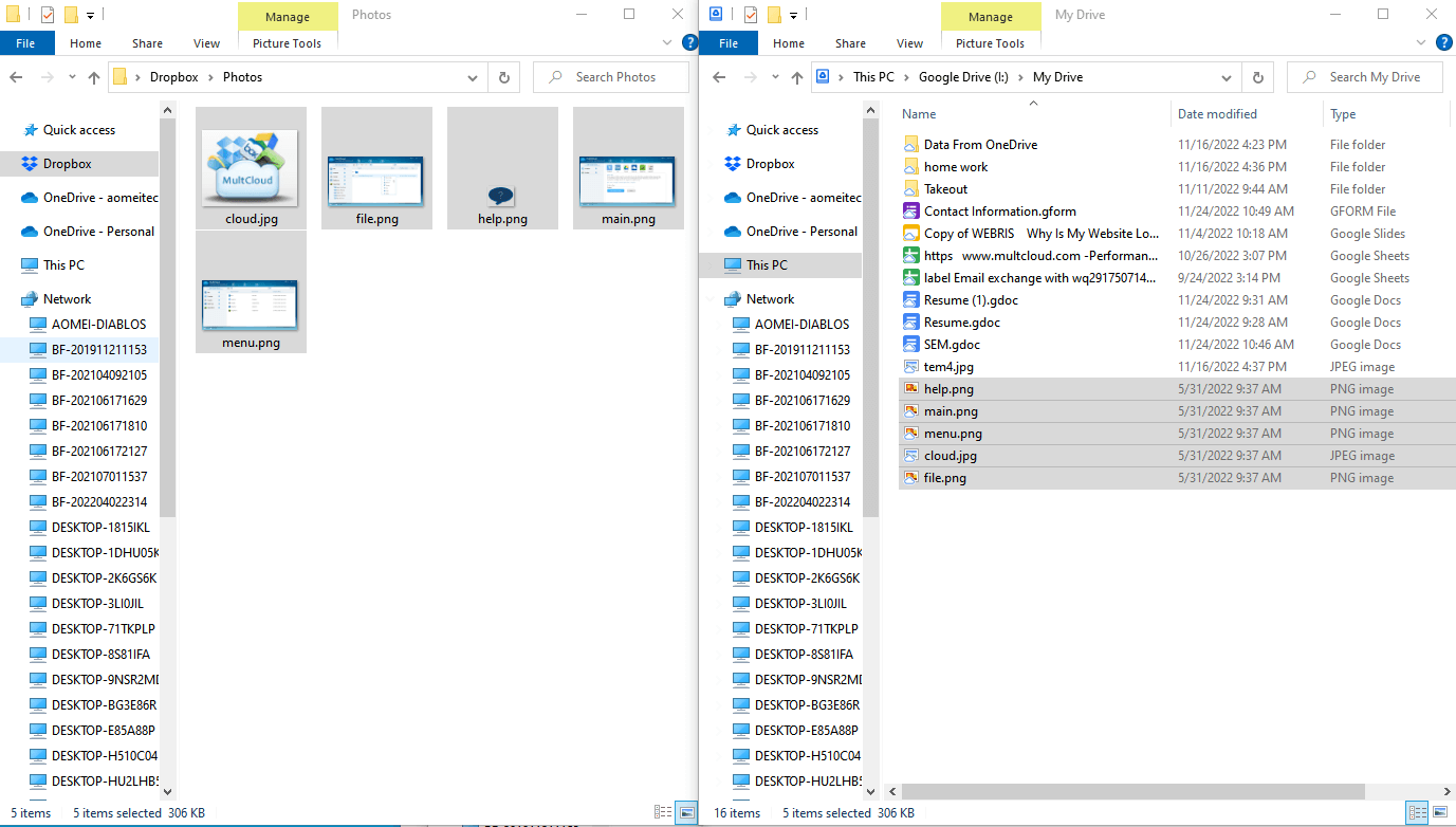 Drag from Dropbox and Drop in Google Drive