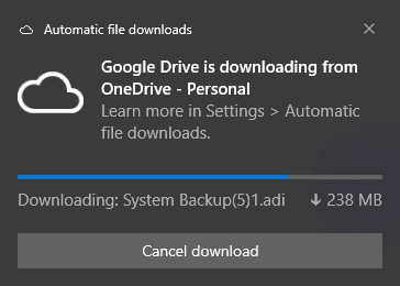 Google Drive is Downloading from OneDrive
