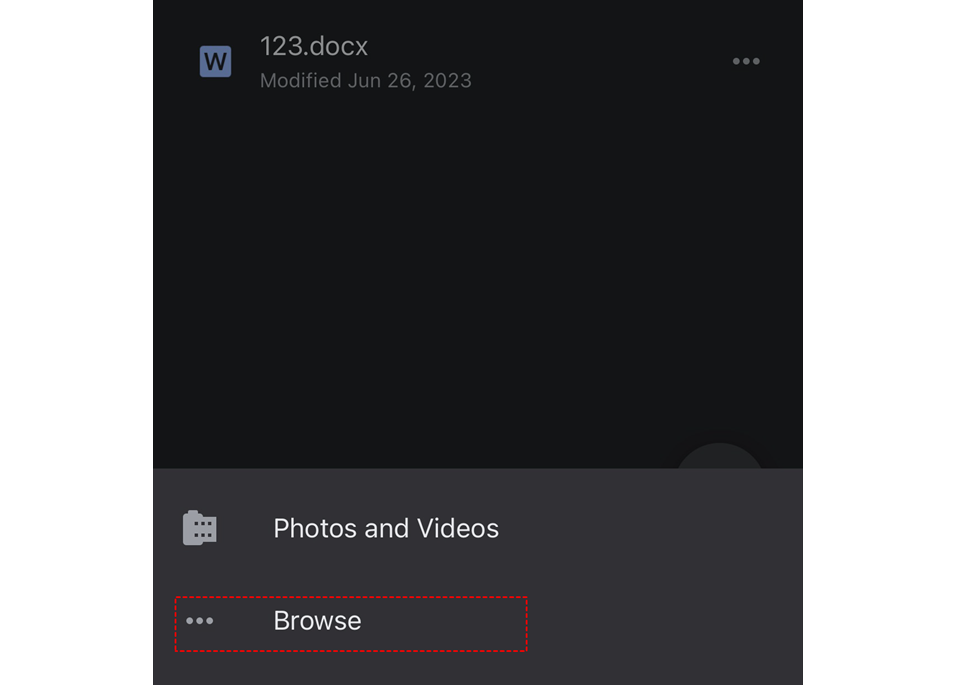 Choose Browse to Select iCloud Files