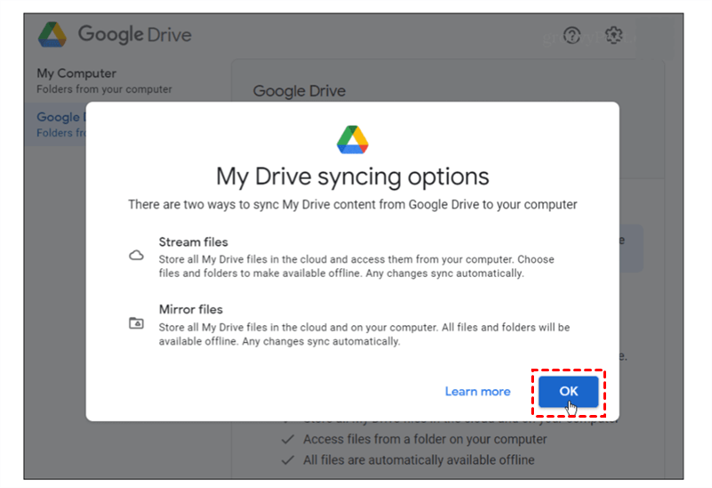 My Drive Syncing Options