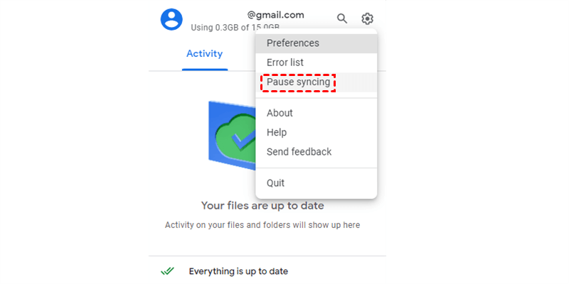 Pause Google Drive Syncing