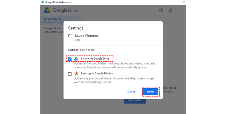 Check Sync with Google Drive