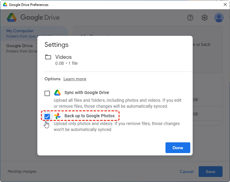 Uncheck Back up to Google Photos