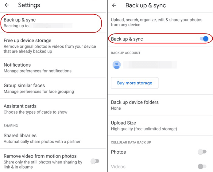 Turn on the Backup & Sync Button
