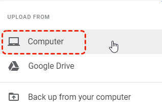 Upload from Computer in Google Photos