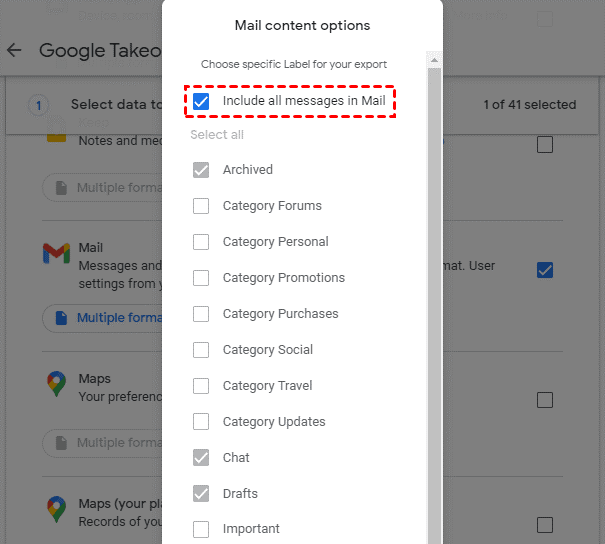 Select Gmail Folders