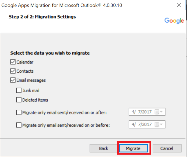 Migrate Outlook Emails to Google Workspace