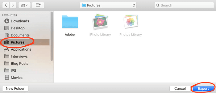 Choose Destination to Export iCloud Photos on Mac