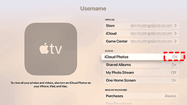 Disable iCloud Photos on Apple TV