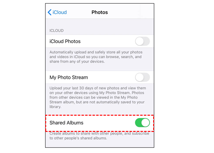 Enable Shared Albums