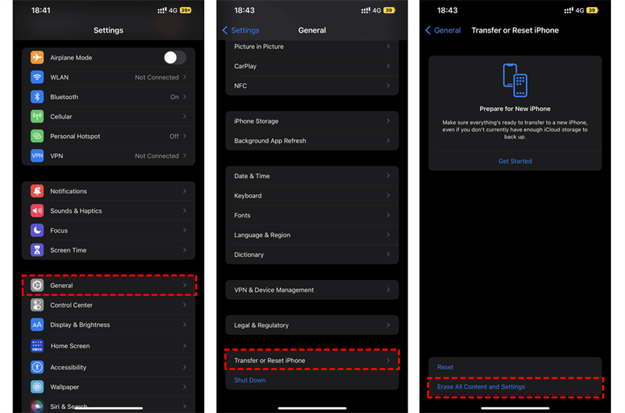 Erase iPhone Content And Settings