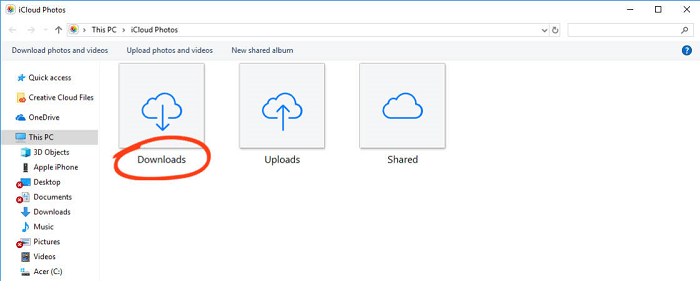 iCloud Photos Downloads Folder