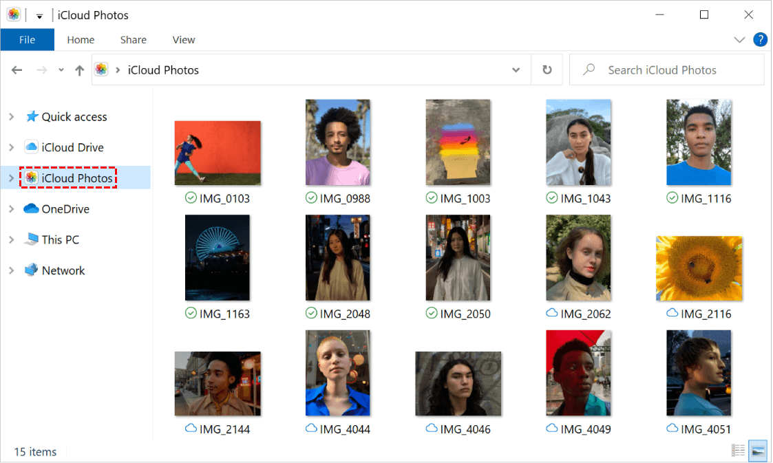 Open iCloud Photos in File Explorer
