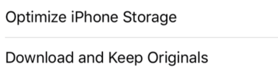 Optimize iPhone Storage VS Download and Keep Originals