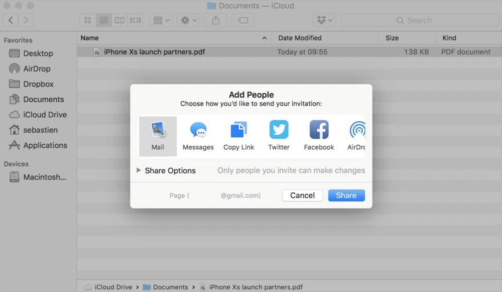 Share Files on iCloud Drive from Mac