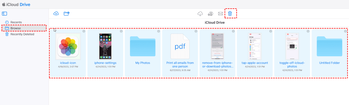 Delete Files from iCloud Drive Website