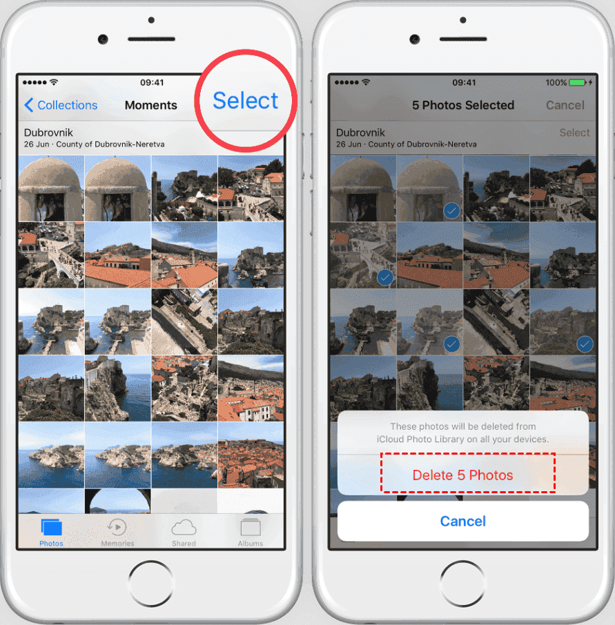 Delete iCloud Photos from iPhone