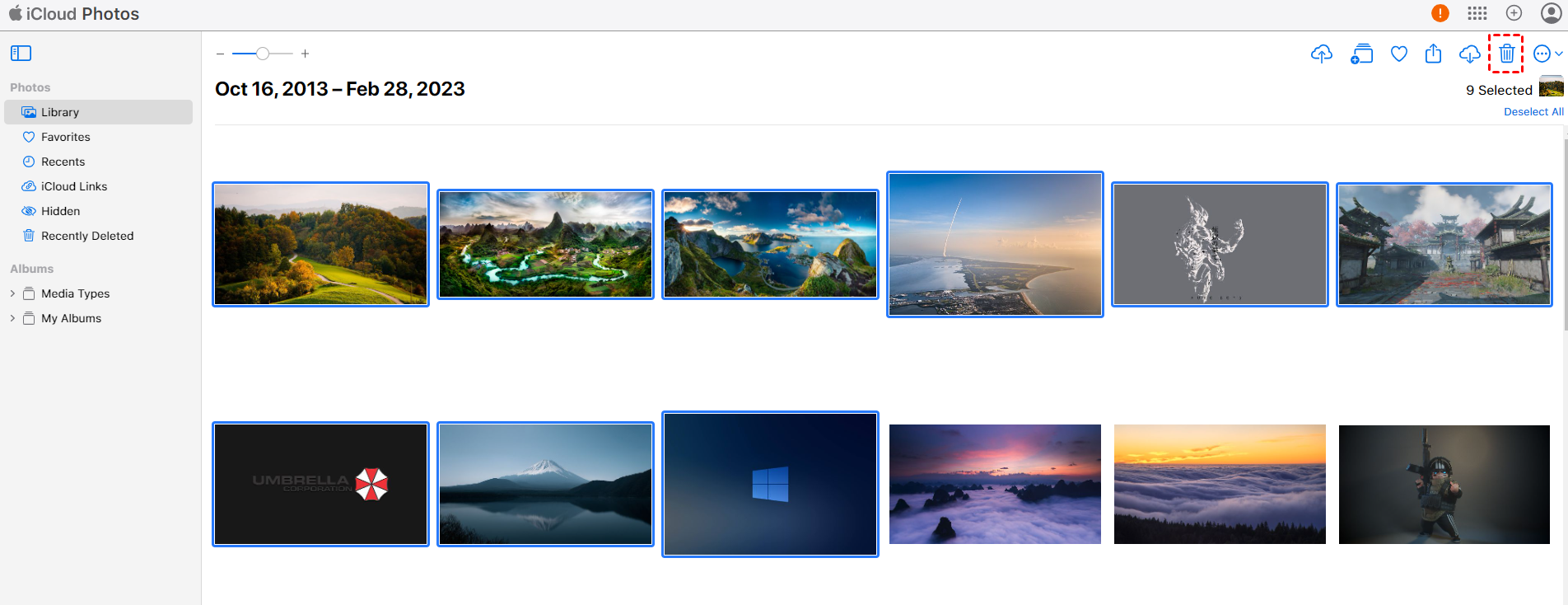 Delete Photos from iCloud Website