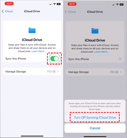Disable iCloud Drive on iPhone
