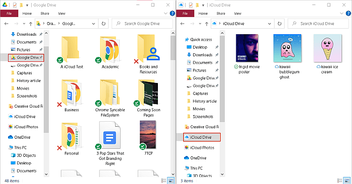 iCloud Drive and Google Drive on Windows File Explorer