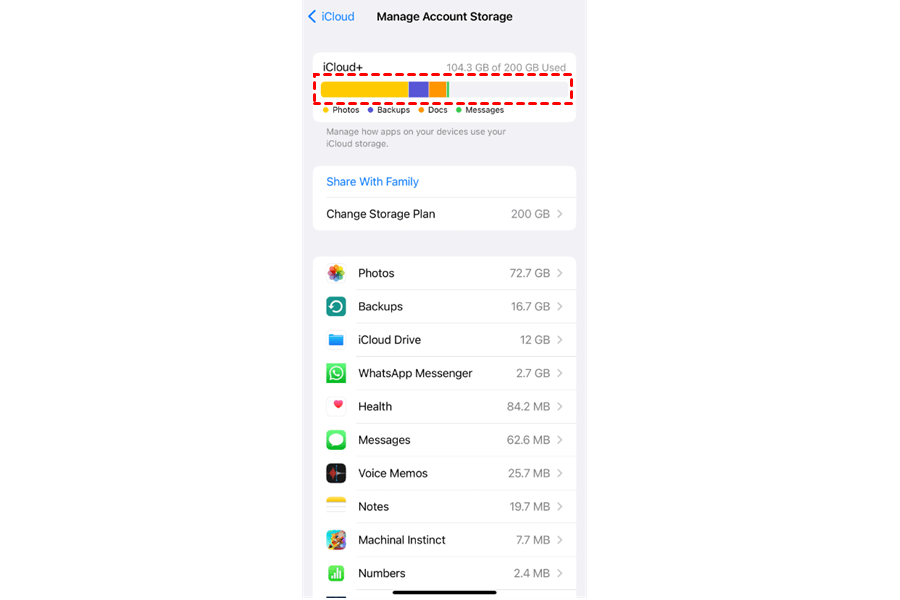 iCloud Storage on iPhone or iPad