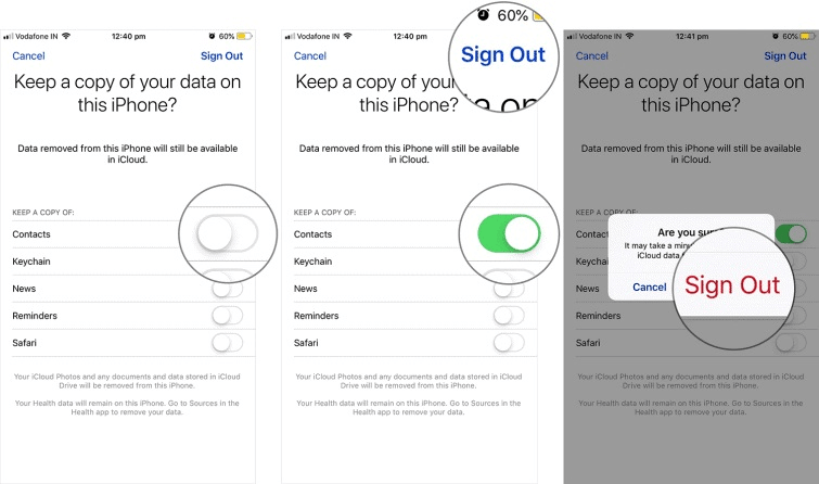 Keep Data when Signing Out of Apple ID