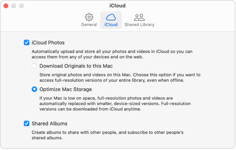 Tick the Box of iCloud Photos