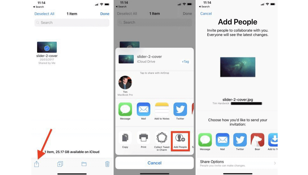 iCloud File Sharing on iPhone