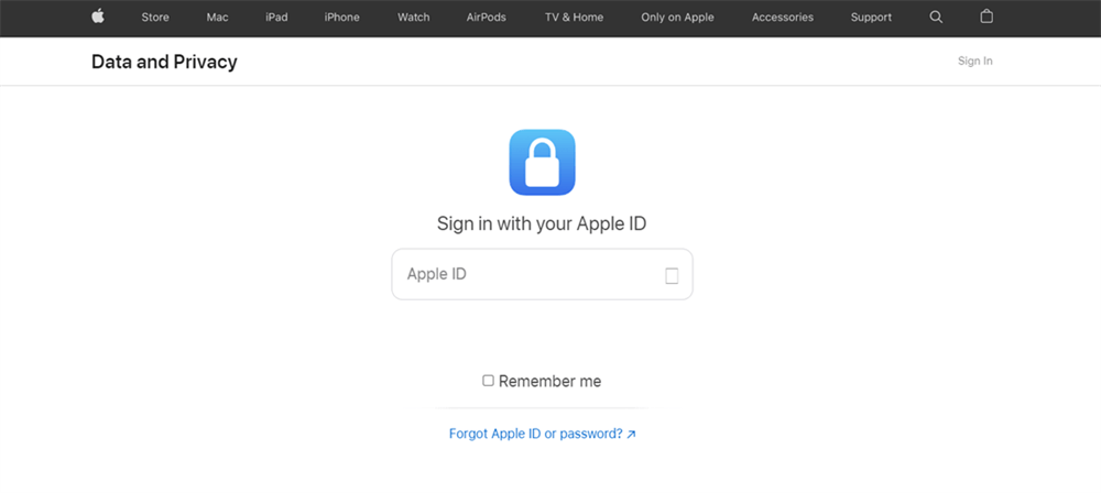 Sign in to Apple Data and Privacy