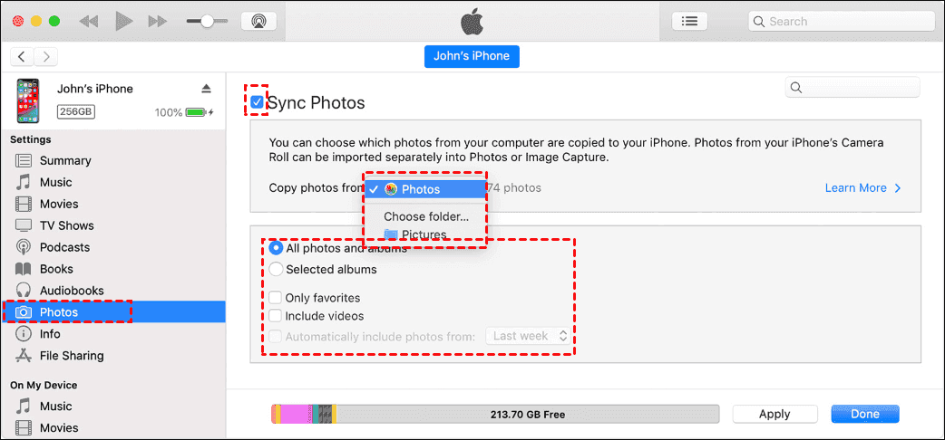 Sync Photos iTunes