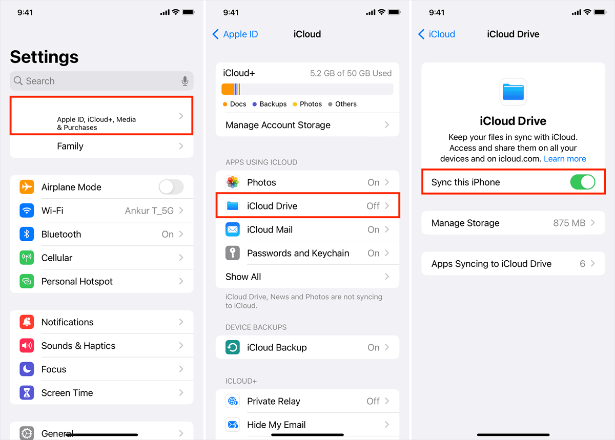 Sync iCloud Drive with New Phone