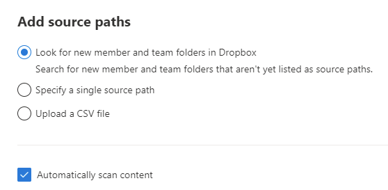 Dropbox Add Source and Auto Scan