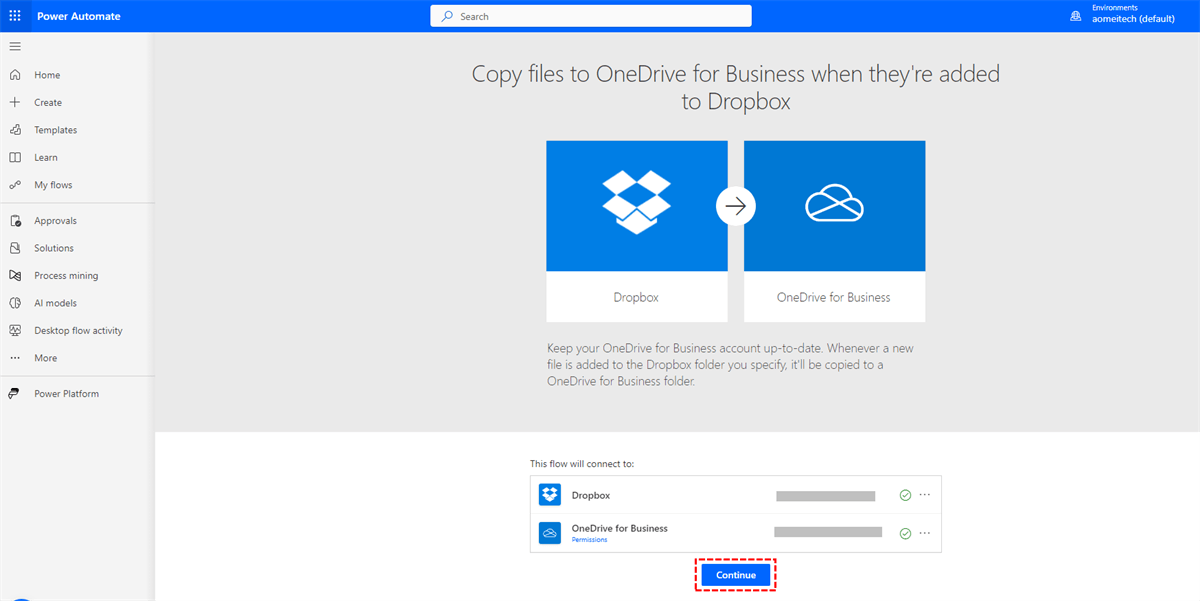 Connect Dropbox and OneDrive for Business