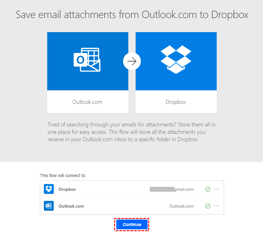 Connect Outlook and Dropbox