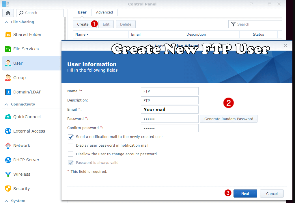 Creat New FTP Users