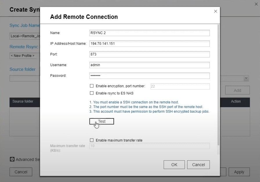 Add Remote Connection and Test