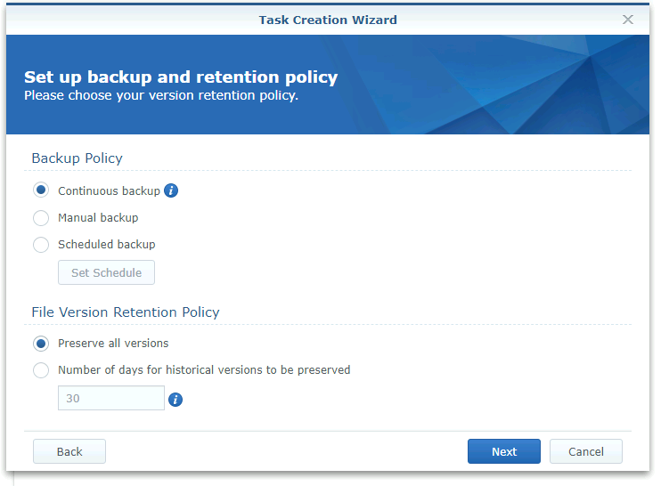 Backup and Version Retention Policy