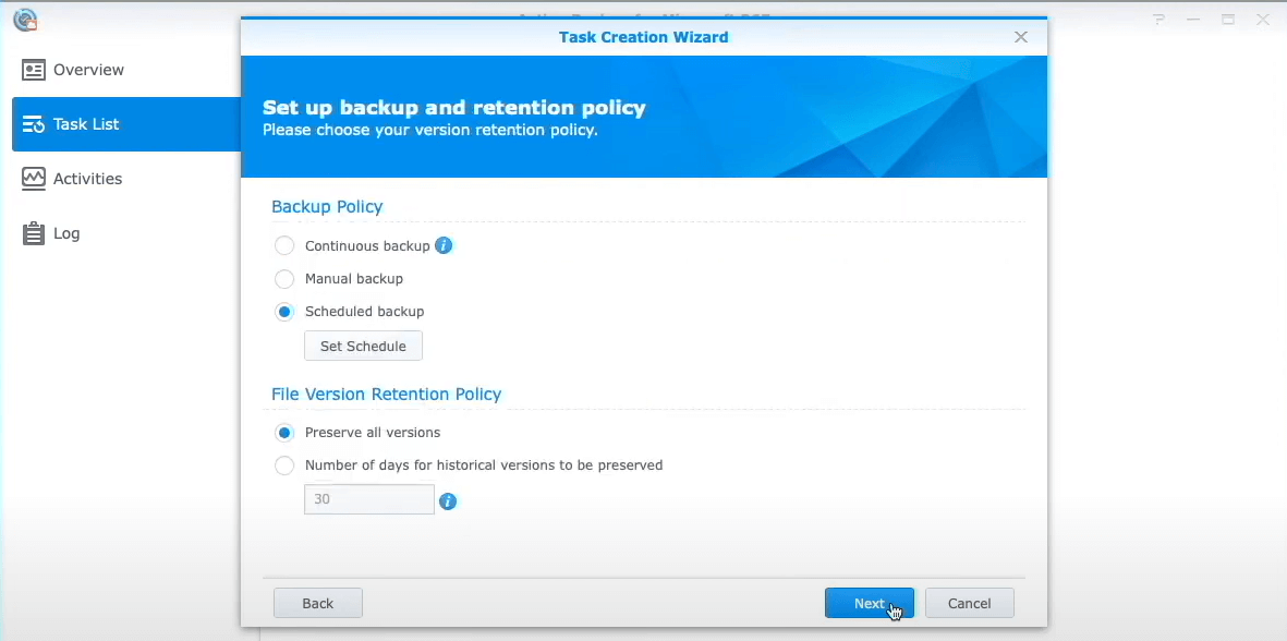 Set up Backup and Retention Policies